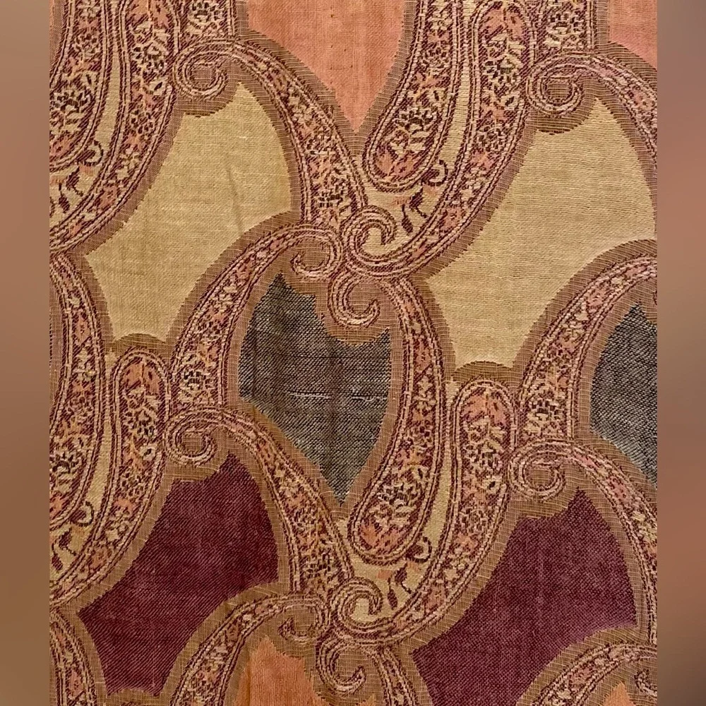 Dimri Orange & Brown Print Rayon Shawl Scarf Wrap Oversized 84” x 26”